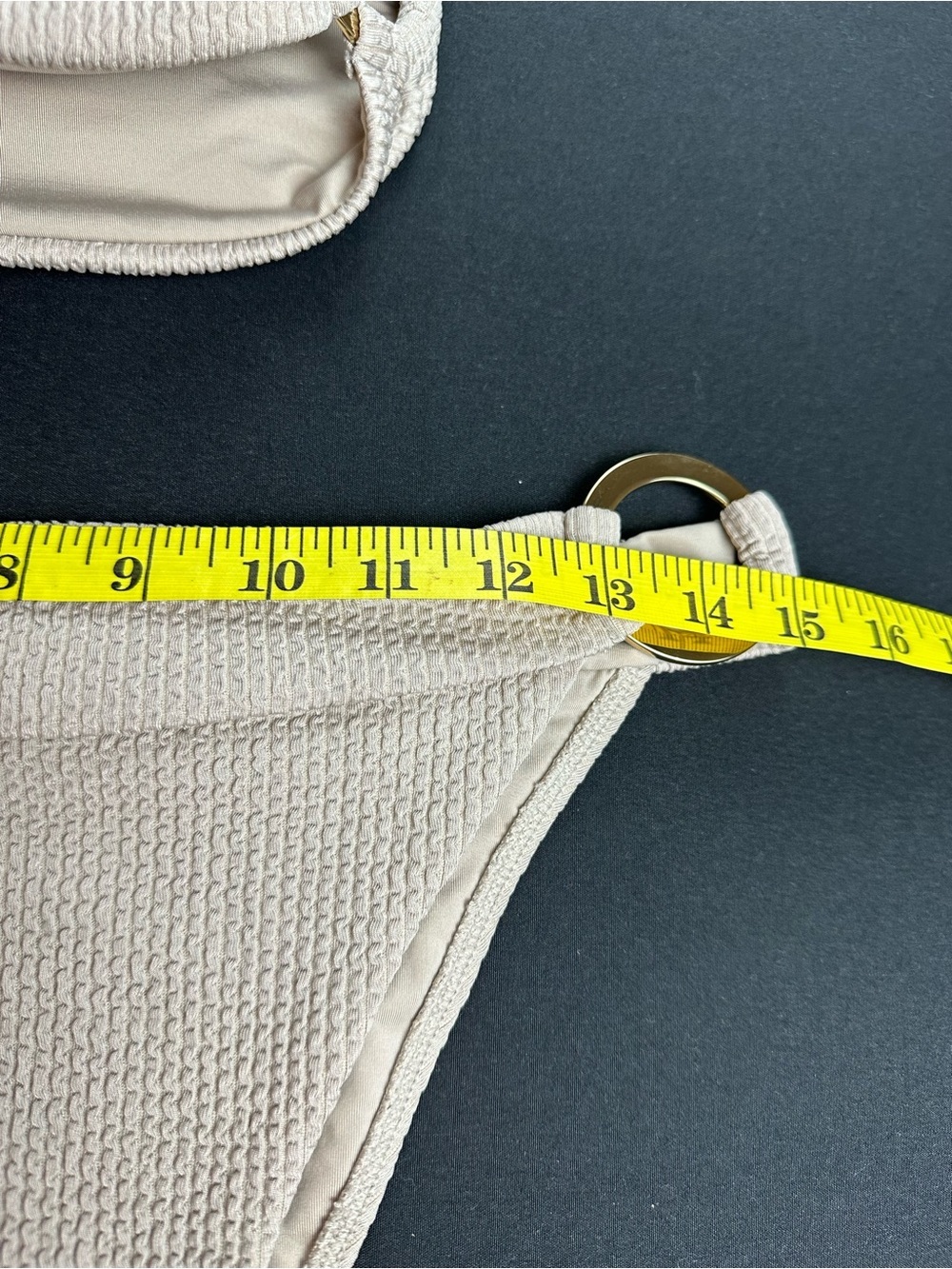 Monday Swimwear Crinkle Tan Bikini Top M Bottom L Ring Detail - Picture 9 of 13